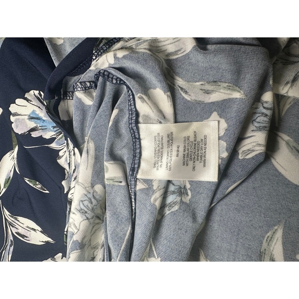 Maggy London Navy Blue Floral Fit and Flare Keyhole Dress Womens‎ Size 4 - Picture 9 of 11